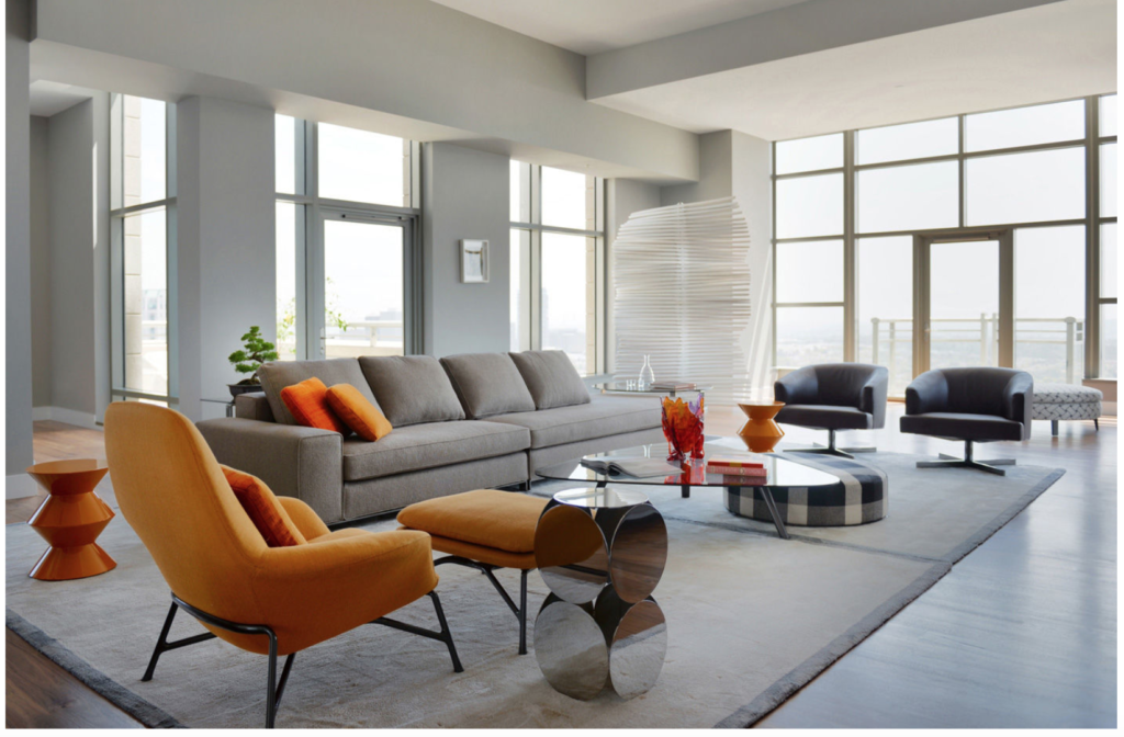 ترکیب رنگ نارنجی و خاکستری در دکوراسیون