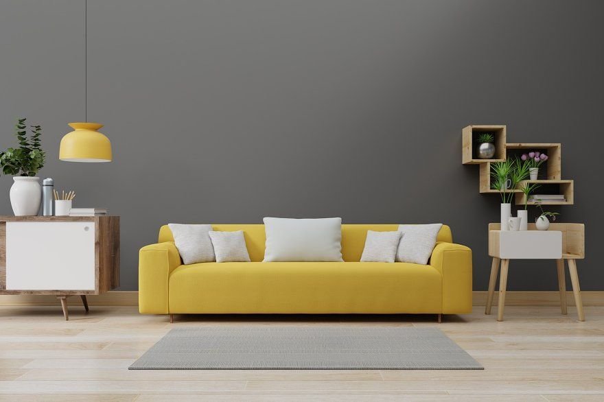 ترکیب رنگ زرد و خاکستری در دکوراسیون