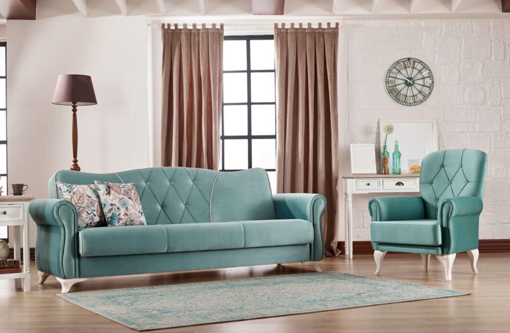 ترکیب رنگ قهوه ای و آبی در دکوراسیون منزل