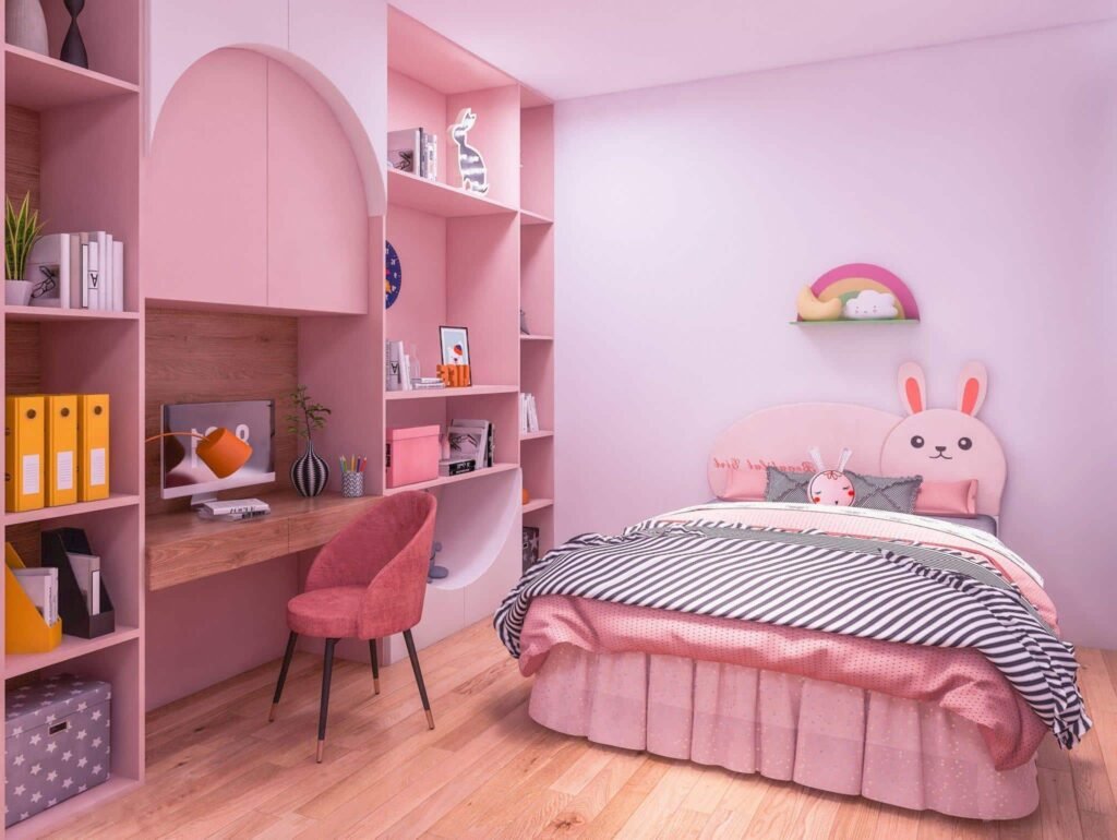 رنگ صورتی برای اتاق خواب دخترانه