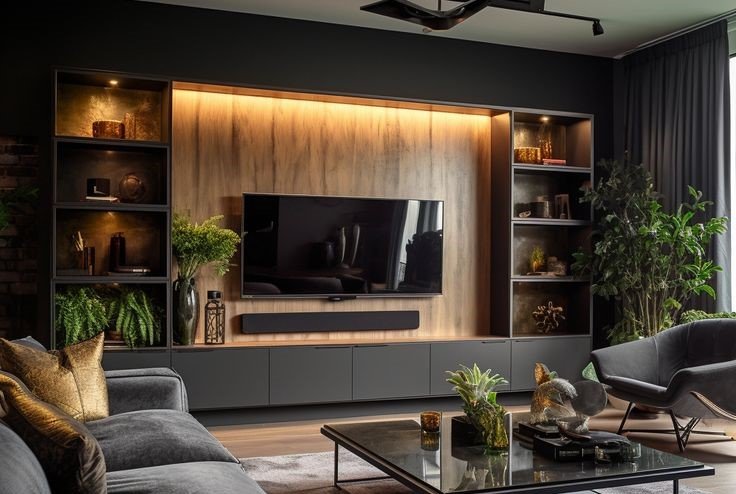 چیدمان گل طبیعی کنار تلویزیون